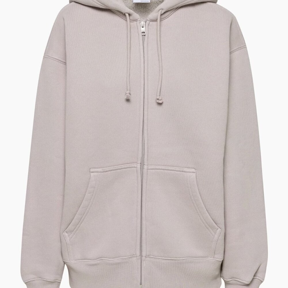 Aritzia TNA Cozy Fleece Sweatfleece Boyfriend Fit Zip Hoodie Tan Size XS